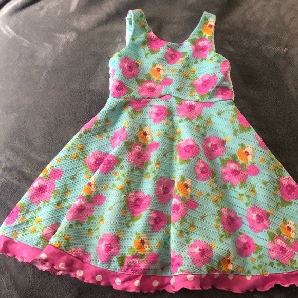 Girls Knit-Like Floral Dress - Picture 5 of 7